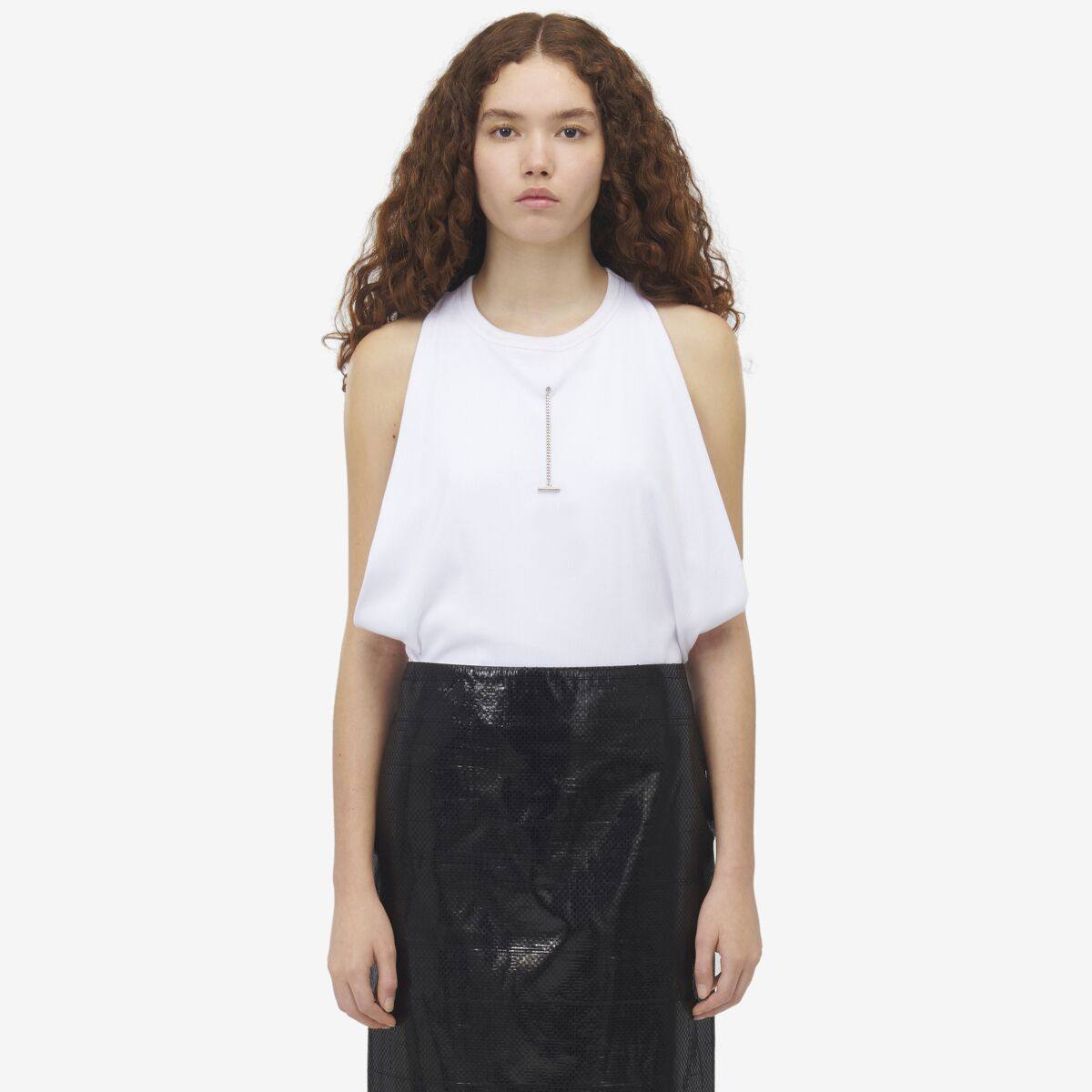 ALEXANDER MCQUEEN - Draped Ribbed Tank Top - Item 804191QLADW9